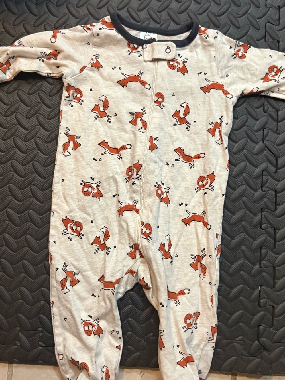 Gerber Cream Fox Print One-Piece Zipper Footie